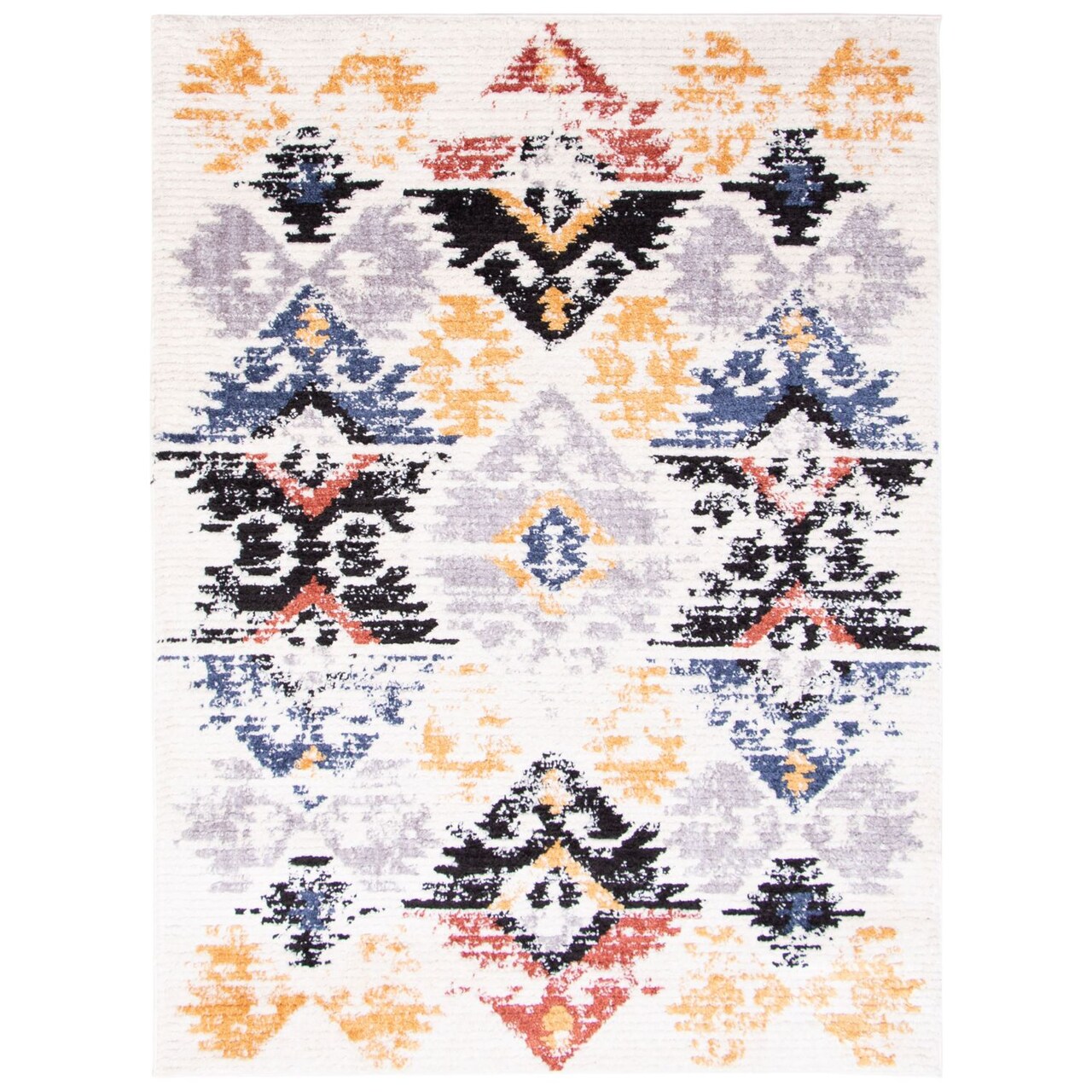 Chaudhary Living 5.25' x 7.25' Geometric Area Throw Rug - White and Blue